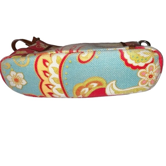 Spartina 449 Natural Linen Genuine Leather Shoulder Purse - Picture 3 of 16